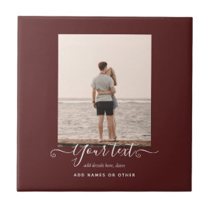 Personalised PHOTO Gifts Burgundy Theme Ceramic Tile