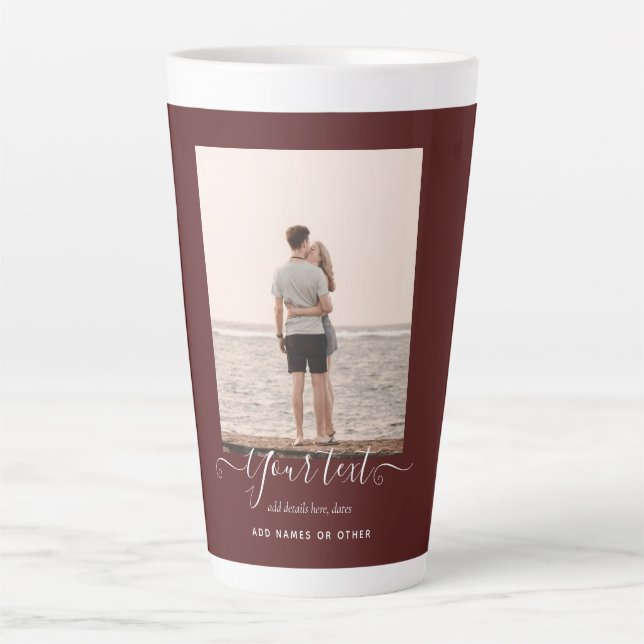 Personalised PHOTO Gifts Burgundy Theme Latte Mug (Front)