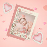Personalised Photo Girl Floral Birth Announcement Postcard<br><div class="desc">Soft watercolor hand drawn flowers in pinks,  peaches and neutral colours with wrapping vines to accent your favourite baby photo. Perfect for the birth announcement for your new baby girl.</div>