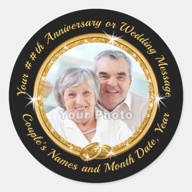 Personalised Photo Gold Envelope Seals Stickers (Front)