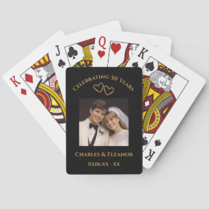 Personalised Photo Golden 50th Anniversary Gift Playing Cards