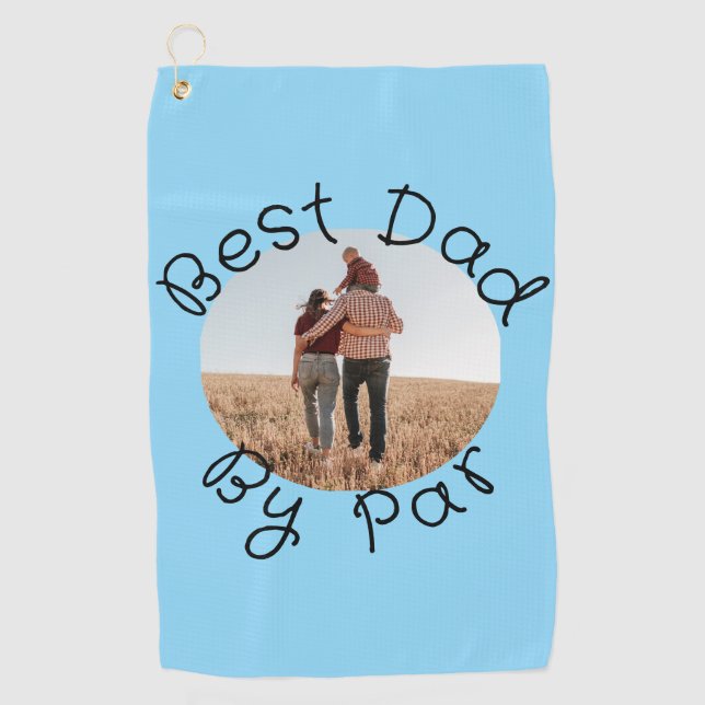 Personalised Photo Golf Gift Best Dad By Par Towel (Front)