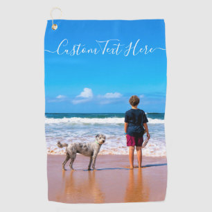 Personalised Photo Golf Towel with Custom Text