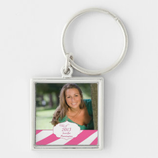 Personalised photo graduation pink zebra keychain