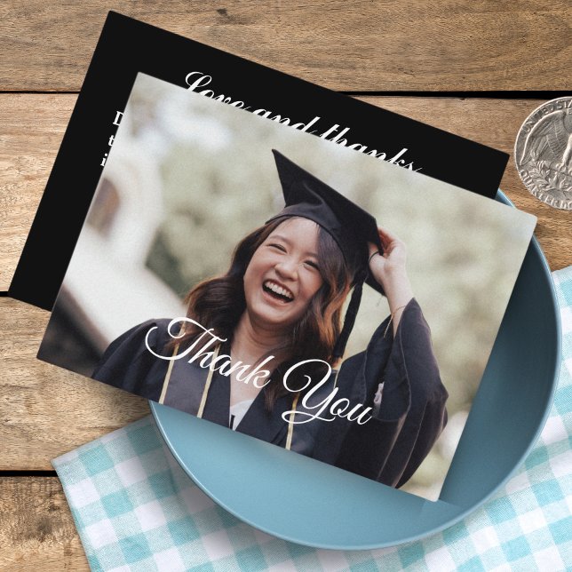 Personalised Photo Graduation Thank You Cards (Personalized Photo Graduation Thank You Cards | Black )