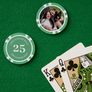 Personalised Photo Green Numbered 25 Value Game Poker Chips