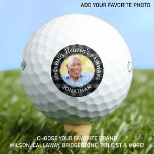 Personalised Photo Grey Plaid Golf Lover Memorial  Golf Balls