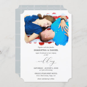 Personalised Photo Grey Typeface Script Wedding Invitation
