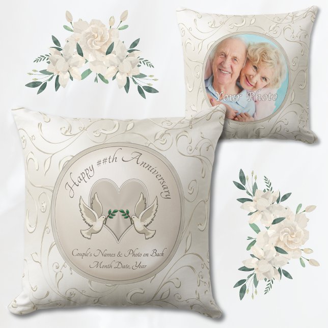 Personalised Photo Happy Anniversary Gifts by Year Cushion (Photo, Personalized Anniversary Gifts. Anniversary Pillow. 2nd, 60 year wedding anniversary gifts. )