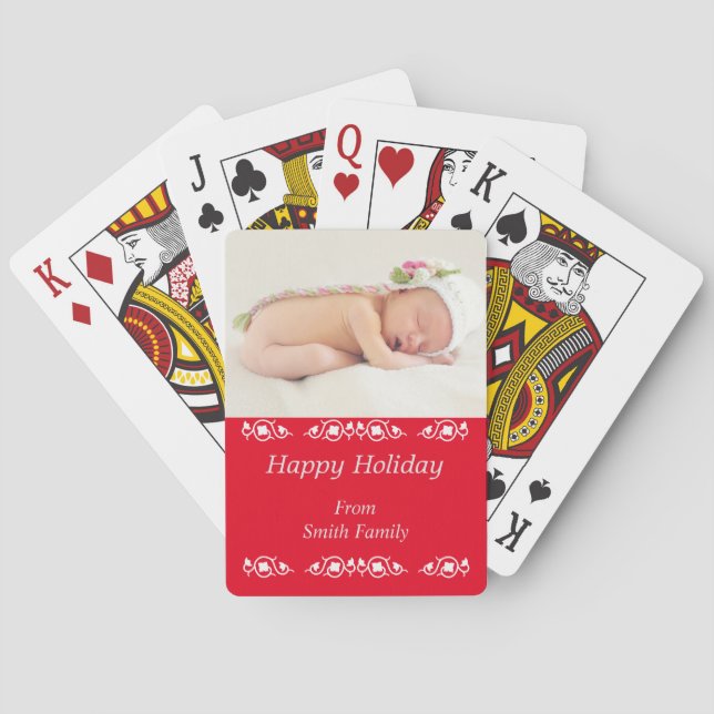 Personalised Photo Happy Holidays Playing Cards (Back)