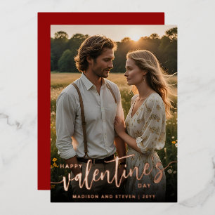 Personalised Photo Happy Valentine's Day Elegant Foil Holiday Card
