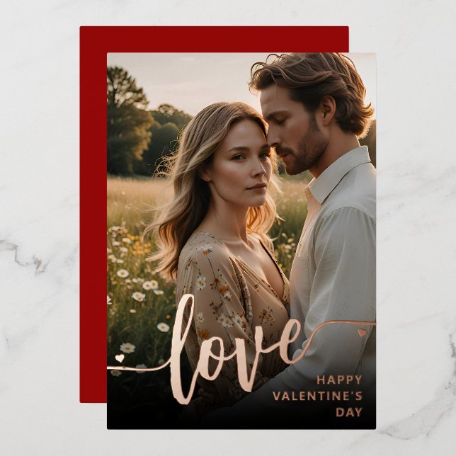 Personalised Photo Happy Valentine's Day Love Foil Holiday Card (Front/Back)