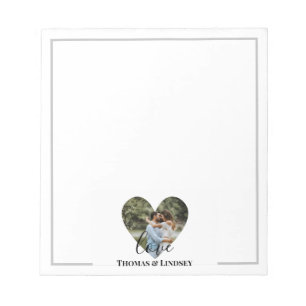 Personalised Photo Heart Frame Modern Calligraphy Notepad