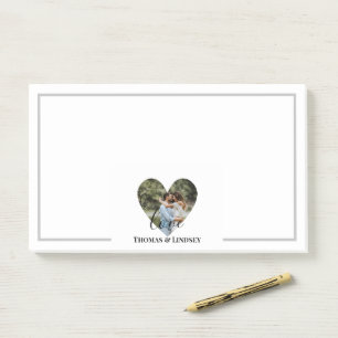 Personalised Photo Heart Frame Modern Calligraphy Post-it Notes