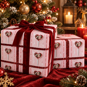 Personalised Photo Heart Lollipop Wrapping Paper 
