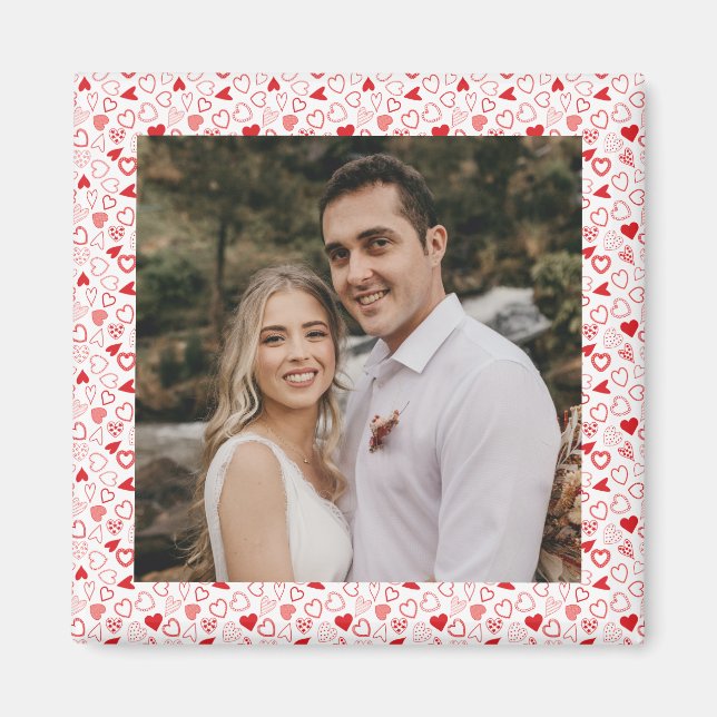 Personalised photo Hearts pattern  Magnet (Front)