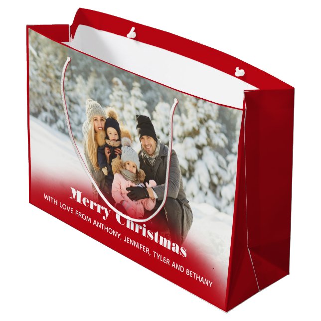 Personalised Photo Holiday or Christmas Large Gift Bag (Back Angled)