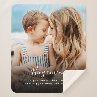 Personalised Photo I Love You More Sherpa Blanket