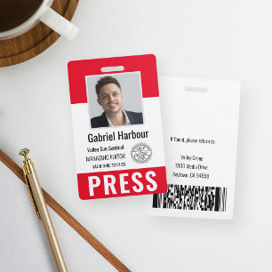 Personalised Photo ID & Logo Journalist Press Pass Badge