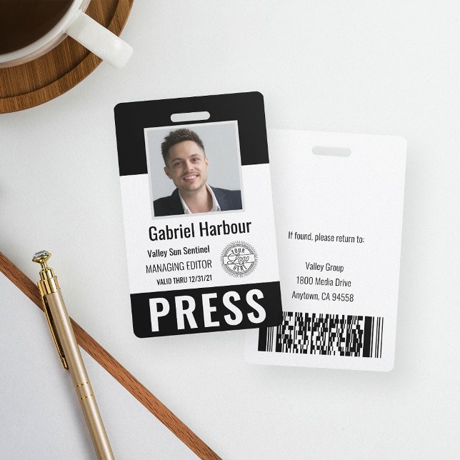 Personalised Photo ID & Logo Journalist Press Pass Badge (Creator Uploaded)