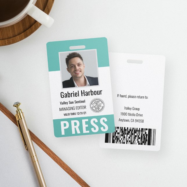 Personalised Photo ID & Logo Journalist Press Pass Badge (Creator Uploaded)