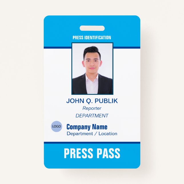 Personalised Photo ID Press Badge ID Badge (Front)