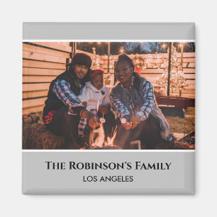 Personalised Photo in Grey Frame with Texts Magnet