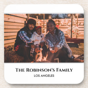 Personalised Photo in White Frame with Texts Coaster