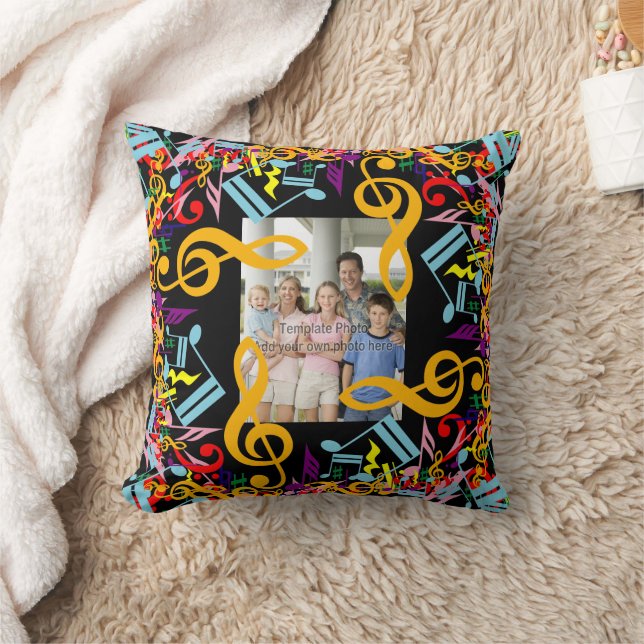 Personalised Photo Jumbled Music Notes Cushion (Blanket)