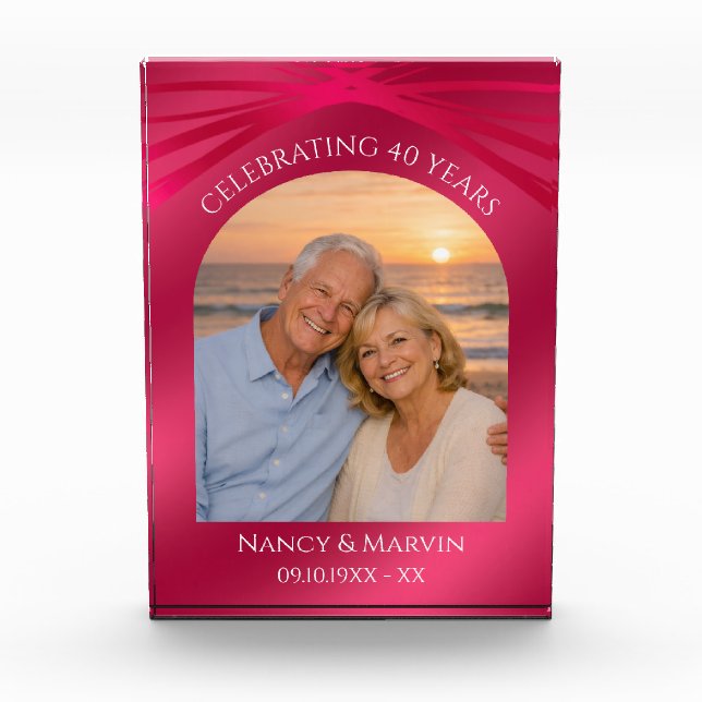 Personalised Photo Keepsake 40th Anniversary Gift Block (Front)