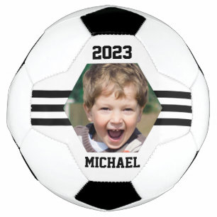 Personalised Photo Keepsake Black Stripes Soccer Ball