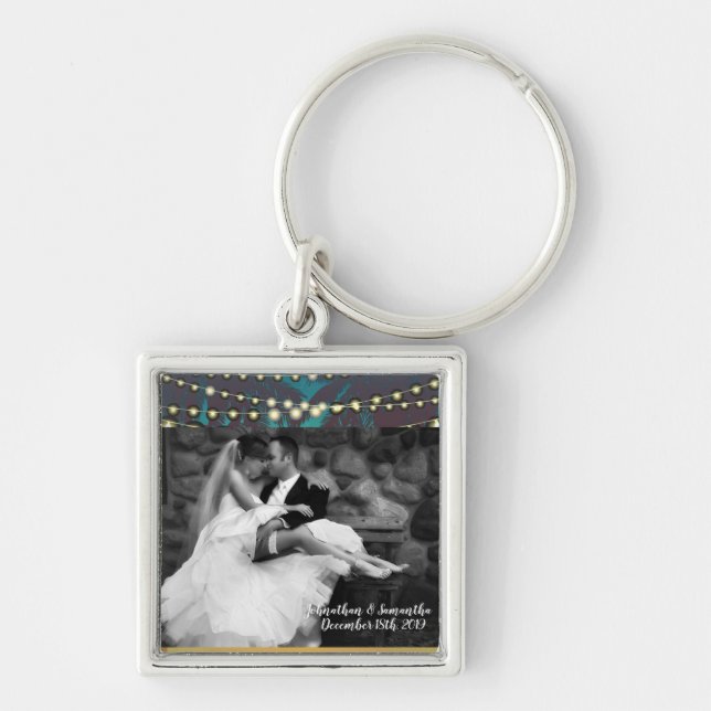 Personalised Photo Key Chain Beach Sunset Palm Tre (Front)