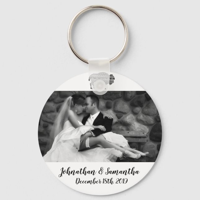 Personalised Photo Key Chain Boho Buffalo Tribal P (Front)