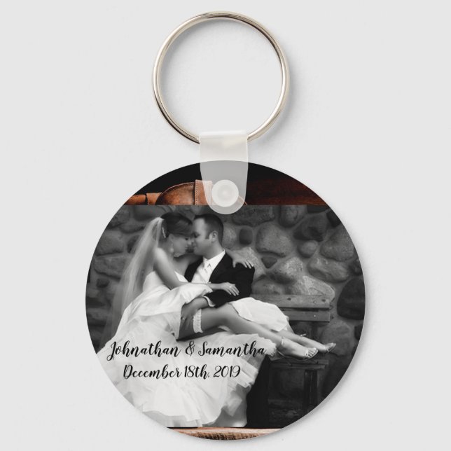 Personalised Photo Key Chain Cowboy Boots Barn Woo (Front)