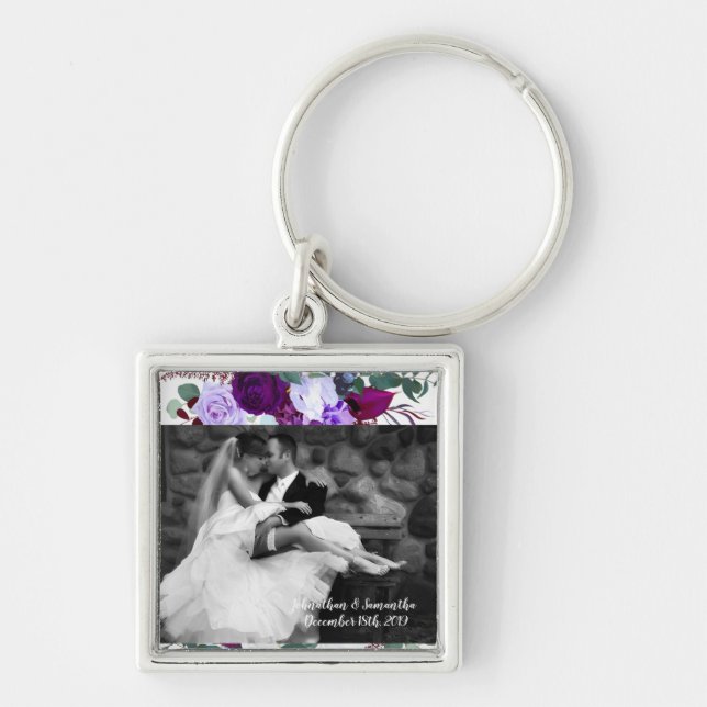 Personalised Photo Key Chain Lavender Hibiscus o (Front)