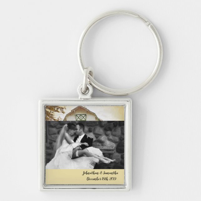 Personalised Photo Key Chain Sunset Barn Country R (Front)