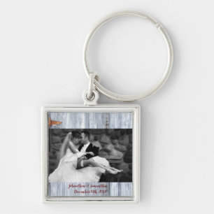 Personalised Photo Key Chain White Wash Wood Barn