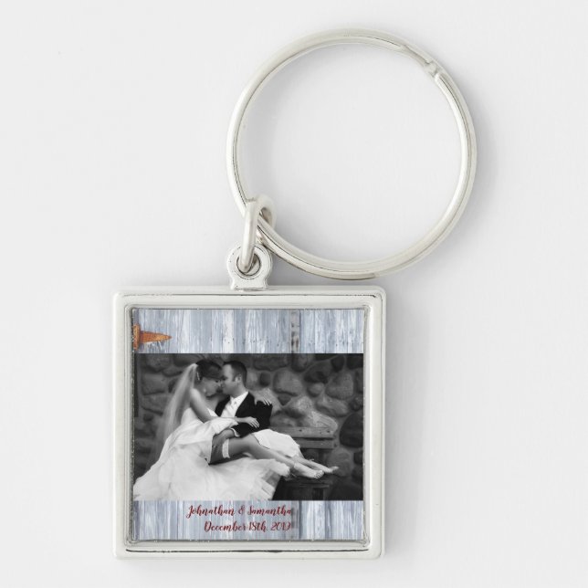 Personalised Photo Key Chain White Wash Wood Barn (Front)