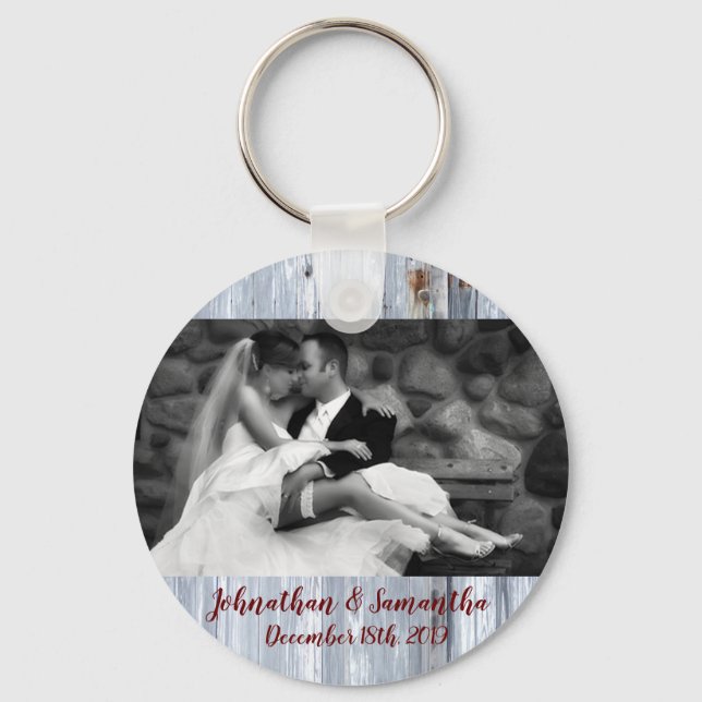 Personalised Photo Key Chain White Wash Wood Barn (Front)