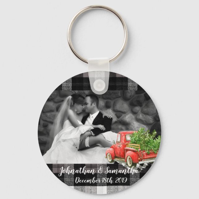 Personalised Photo Key Chain XMAS Truck Baffalo (Front)