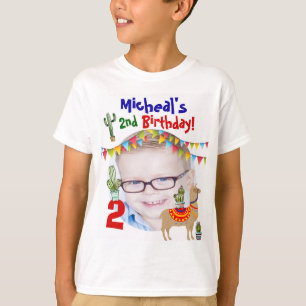 Personalised Photo Llama Birthday party boys T-Shirt