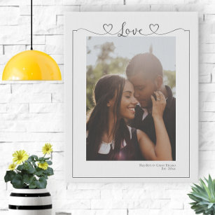 Personalised Photo Love Heart Typography Faux Canvas Print