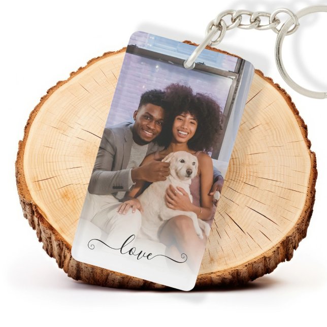 Personalised Photo Love Text Key Ring (Personalized Photo Love Text Keychain by Ricaso. Add your own two photographs. Make your own gifts)