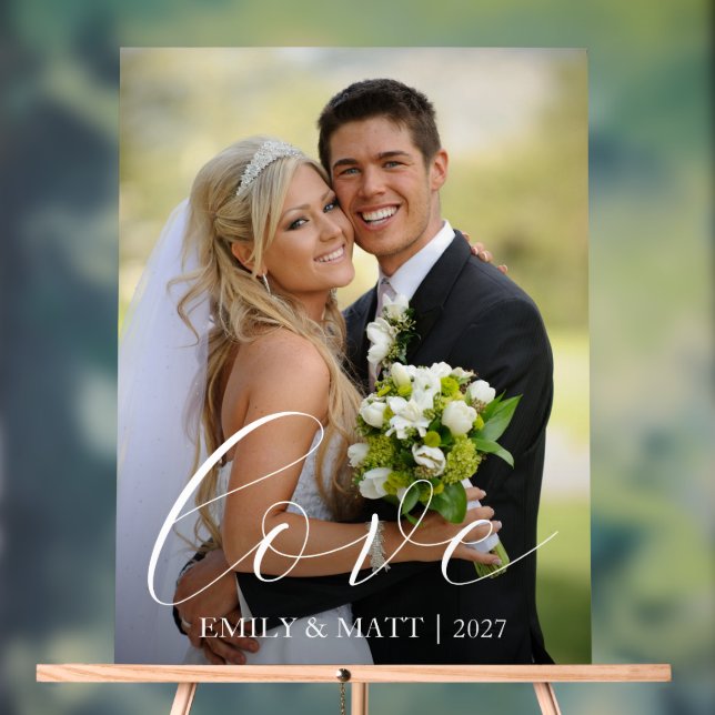 Personalised Photo Love Wedding Welcome Acrylic Sign (Neutral)