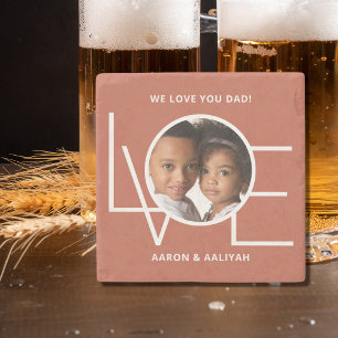 Personalised Photo Love You Dad Stone Coaster