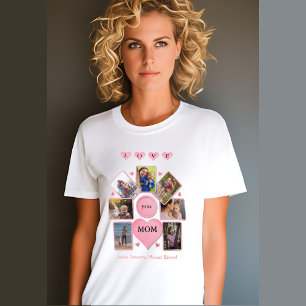 Personalised Photo LOVE you MOM with Hearts White T-Shirt