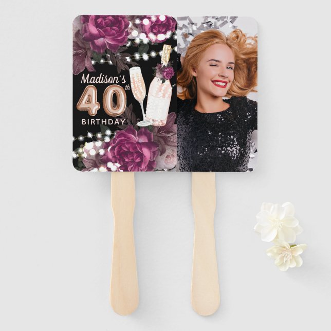 Personalised Photo Luxury 40th Birthday Hand Fan (Front and Back)
