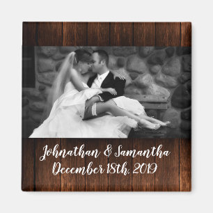 Personalised Photo Magnet Barn Wood Country Rustic
