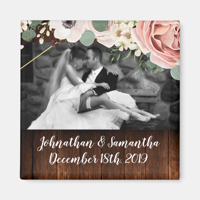 Personalised Photo Magnet Geometric Garden Rose (Front)