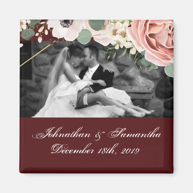 Personalised Photo Magnet Geometric Garden Wine (Front)